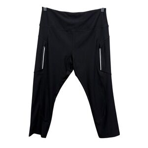 Cali Active Women's Black High Waist Capri Leggings Sz XL Activewear Pants Zip